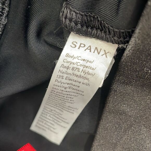 SPANX Faux Suede Shiny Black Leggings Women’s Large - Picture 6 of 7